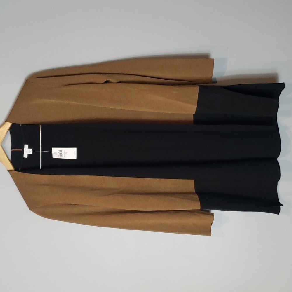 J Jill Two Tone Statement Cardigan Sweater New XS Black Brown Structured Knit
